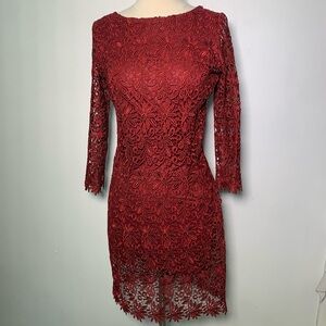 Akira NWT embroidery lace burgundy dress size M